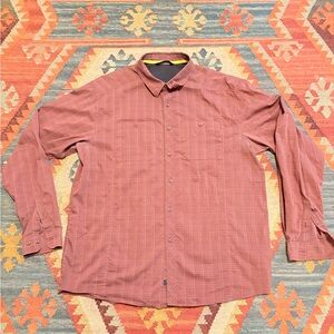 VTG Arcteryx Shirt Men XL Button Up Plaid Burgundy Long Sleeve Embroider Logo